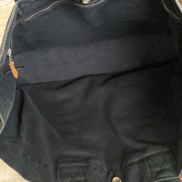 Authentic HERMES Deauville MM Hand Tote Bag Canvas Black - Picture 11 of 15